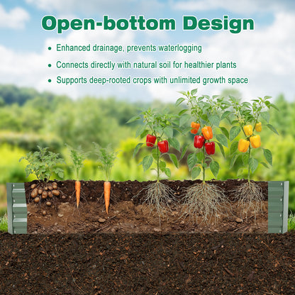 6x3/8x4 ft. Outdoor Raised Garden Bed - Reinforced Galvanized Steel Planter Box - Aoodor 