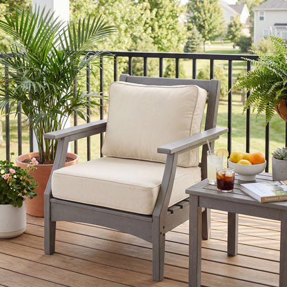 Premium Sunbrella Fabric Outdoor Patio Chair Cushions Set, Canvas Vellum