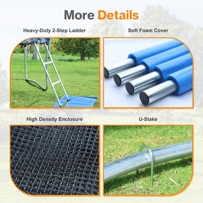 Outdoor Trampoline, Recreational Trampoline with Enclosure Outer-Safety Net and Ladder for Kids