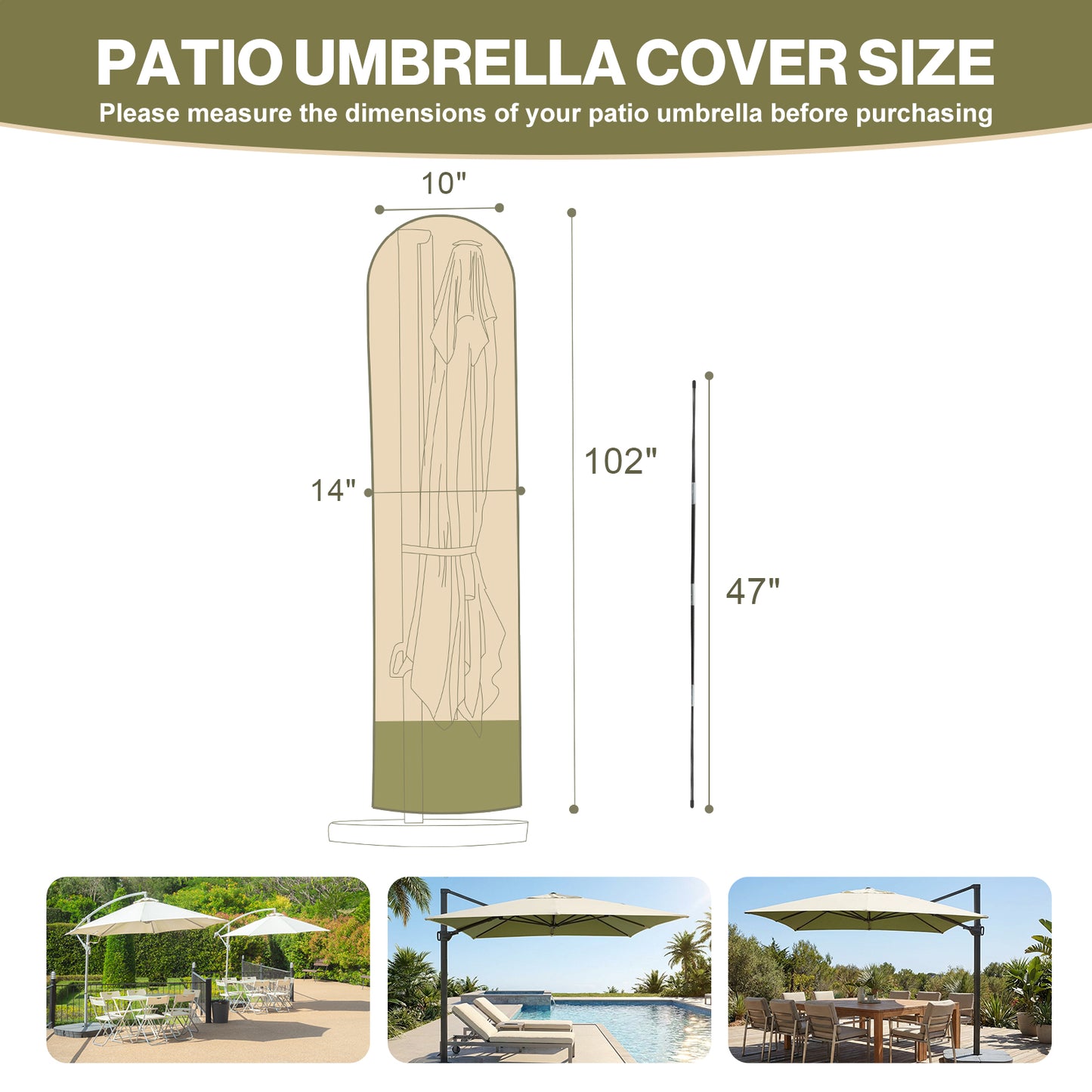 Patio Umbrella Cover for 7-10ft Cantilever Umbrella