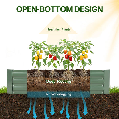 11" Tall Metal Raised Garden Bed, Galvanized Steel Planter Box - 4'x2'