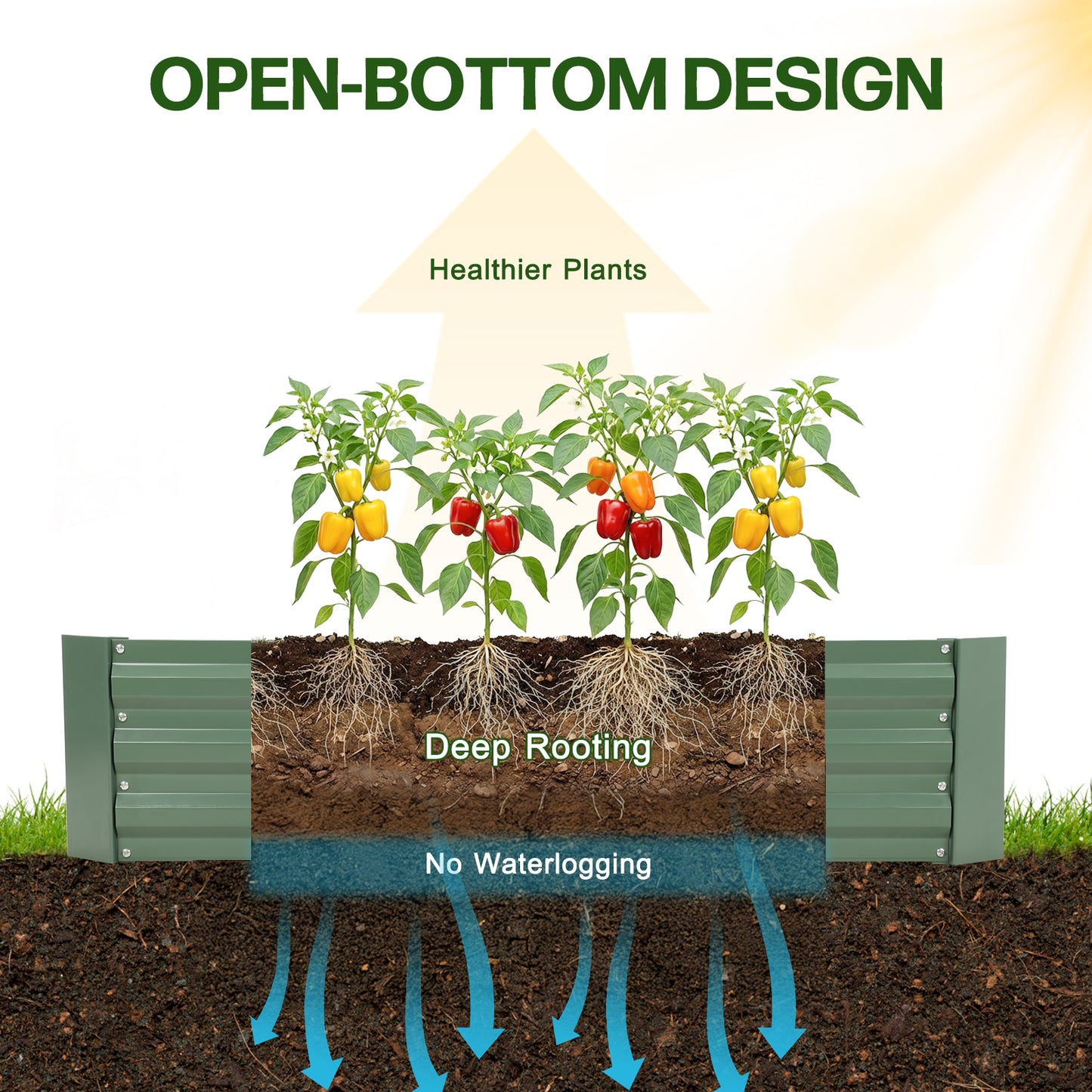 11" Tall Metal Raised Garden Bed, Galvanized Steel Planter Box - 8'x4'