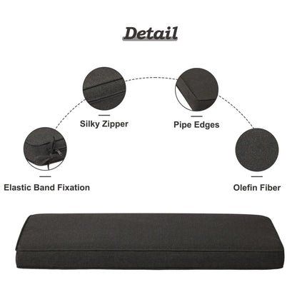 46x18x3 inch Patio Bench Cushion - Charcoal
