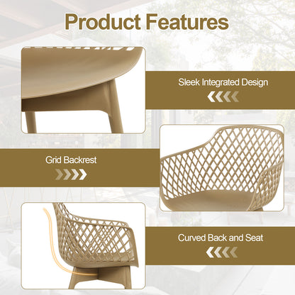 Modern Dining Chairs Set, Weather-Resistant Plastic Cafe Chairs