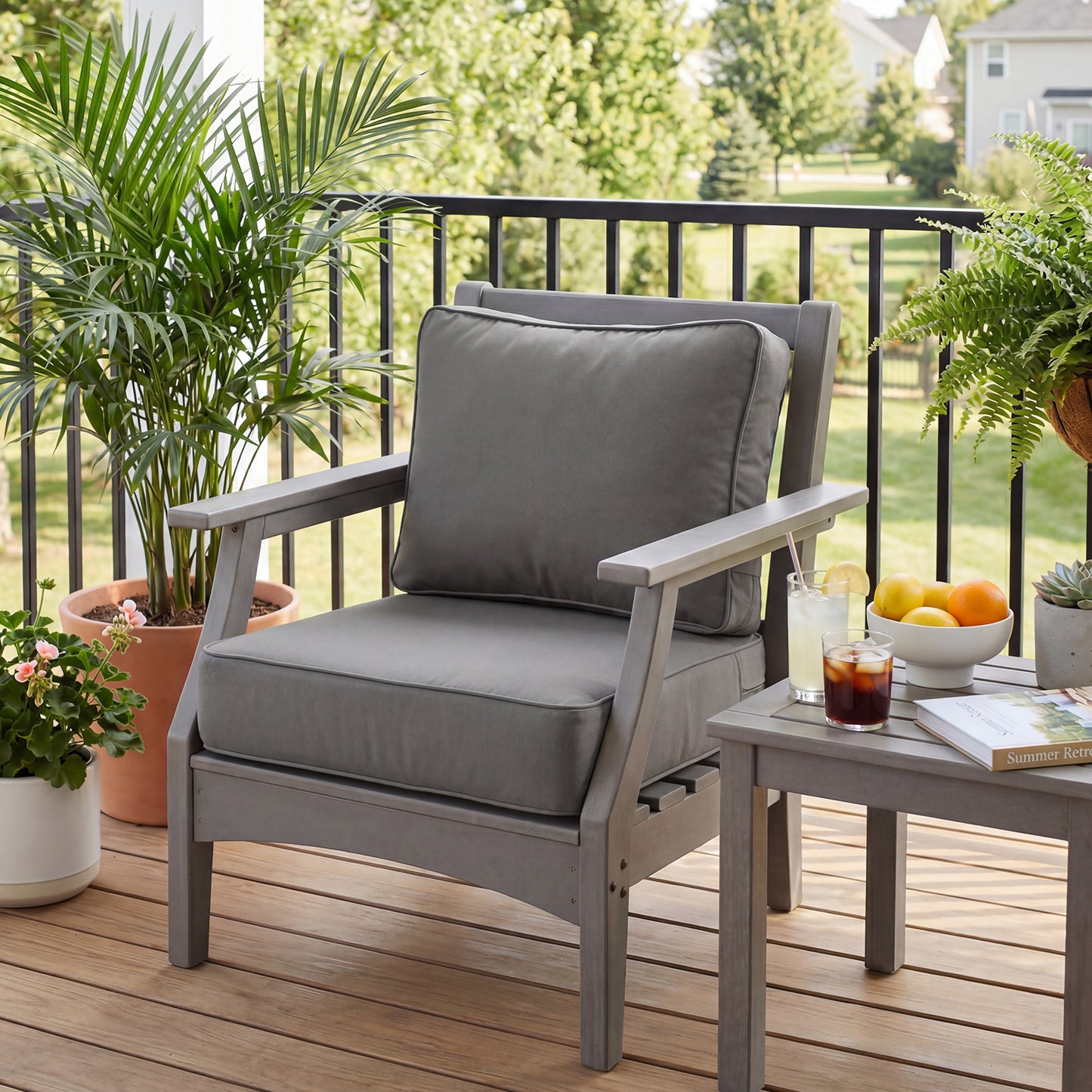 Premium Sunbrella Fabric Outdoor Patio Chair Cushions Set, Canvas Charcoal