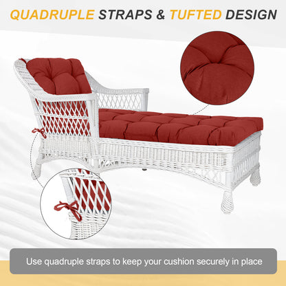 76"x22"x5.1" Polyester Tufted Chaise Lounge Cushion for Outdoor Wicker Chaise Lounge Use, 2 Packs - Red