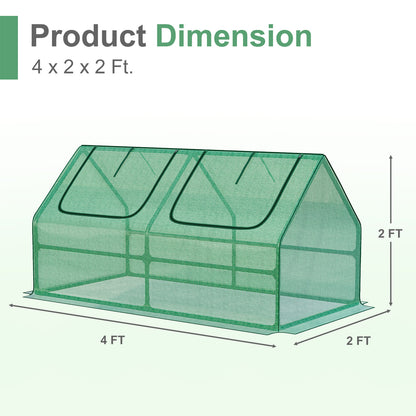 4x2x2 ft. Mini Greenhouse with Zipper Doors, Water Resistant & UV Protected
