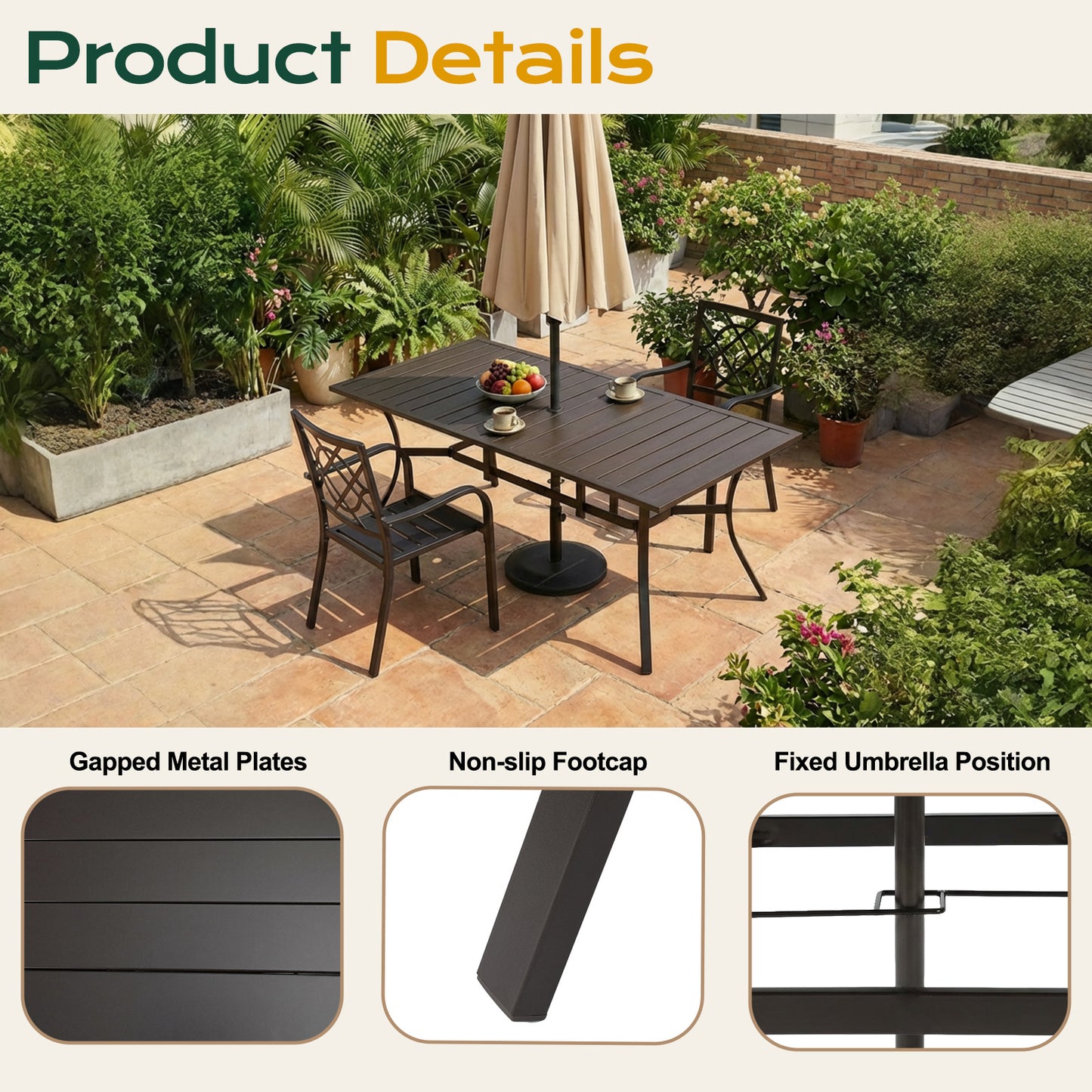 Premium 83" Rectangular Metal Patio Table for 6 – Patio Entertaining