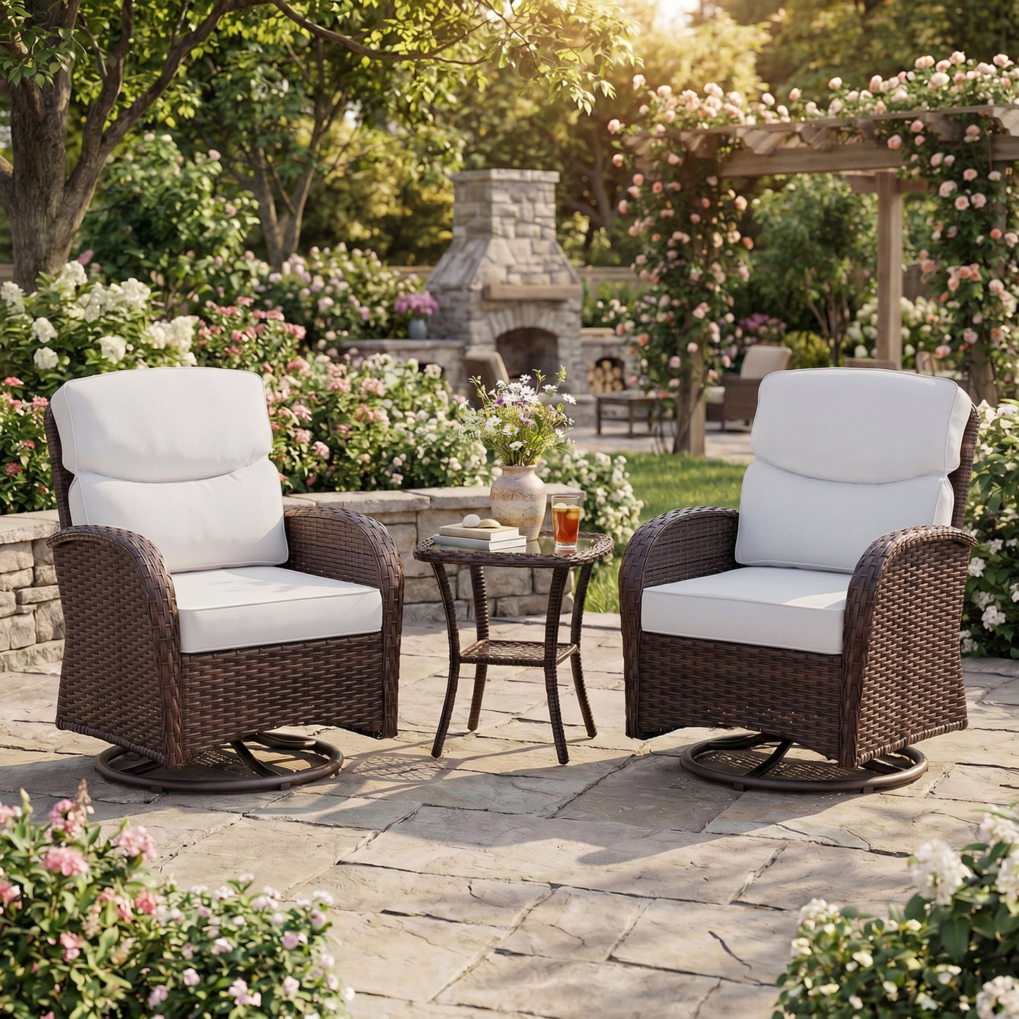 Smile Outdoor Chair Cushion Set, Sunbrella Fabric Deep Seating Cushions, Canvas Natural