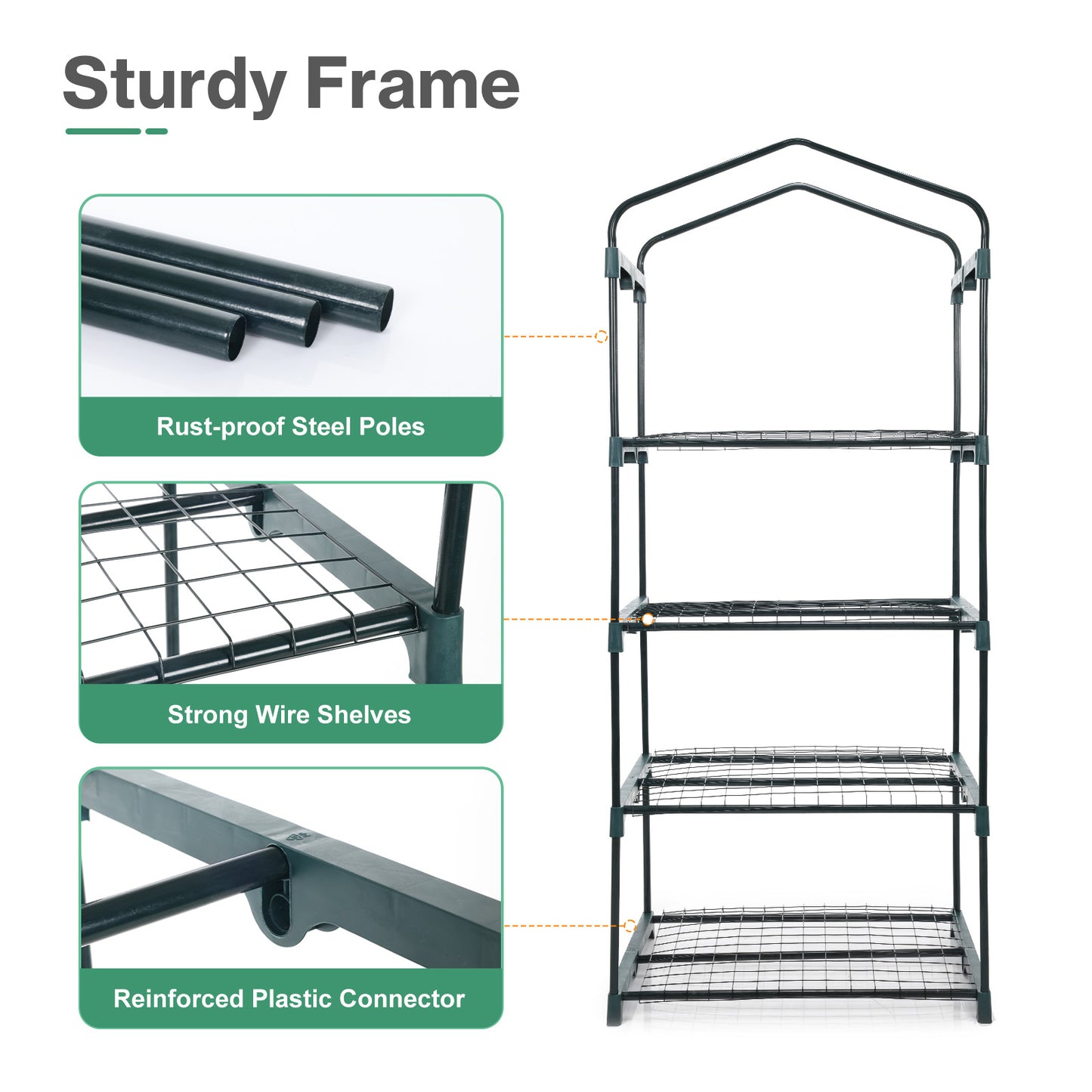 4 Tier Upgrade Greenhouse with Protective PVC Base, Transparent