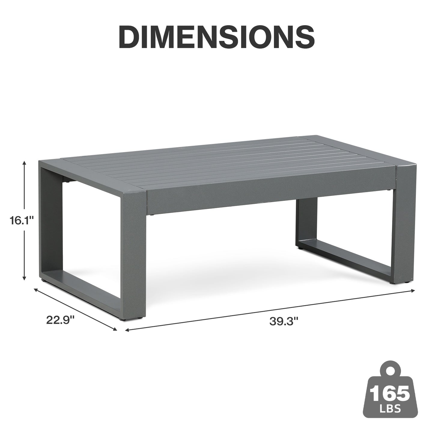39.3x23x16 inch Aluminum Outdoor Coffee Table