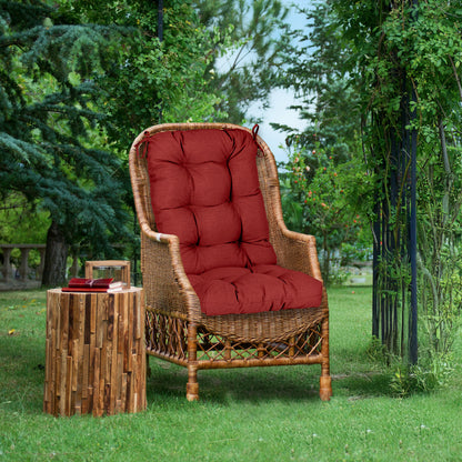Tufted Outdoor High Back Chair Cushions Patio Replacement Cushion, Red