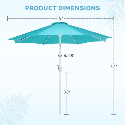 9 ft. Outdoor Patio Market Umbrella with 8 Sturdy Ribs, Push Button Tilt and Crank