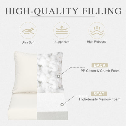 Outdoor Deep Seat Cushion Set, Waterproof Patio Chair Cushions, Ivory White