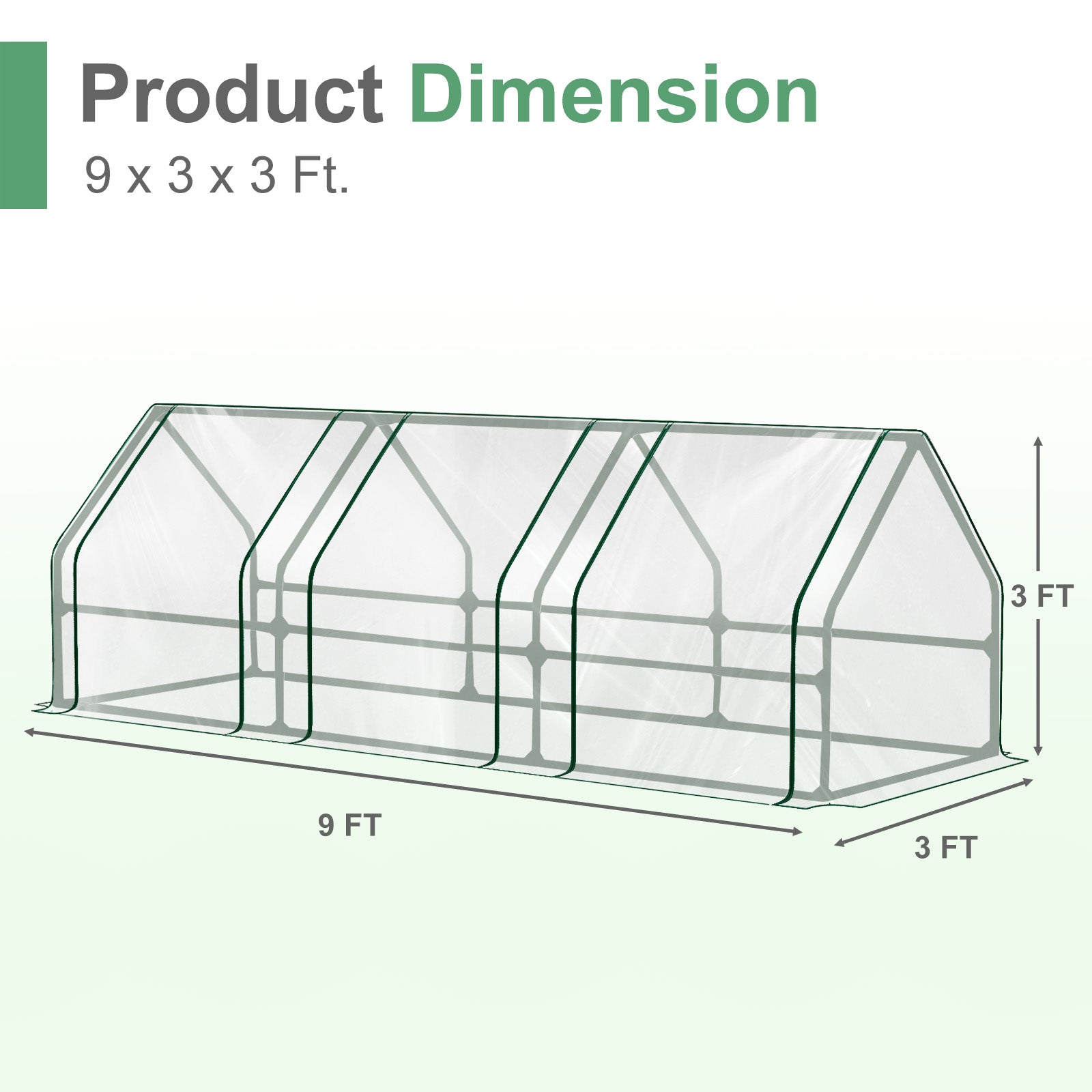 Mini Greenhouse with Zipper Doors, Water Resistant & UV Protected, Transparent - Aoodor 