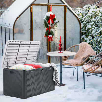 85 Gallon Deck Box, Outdoor Patio Bench Storage Box Weather-Resistant Lockable - Aoodor 