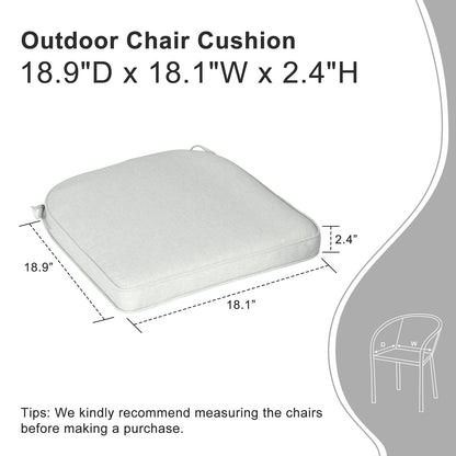 Outdoor Dining Chair Cushions Set, Patio Chair Pads with Ties, Light Gray