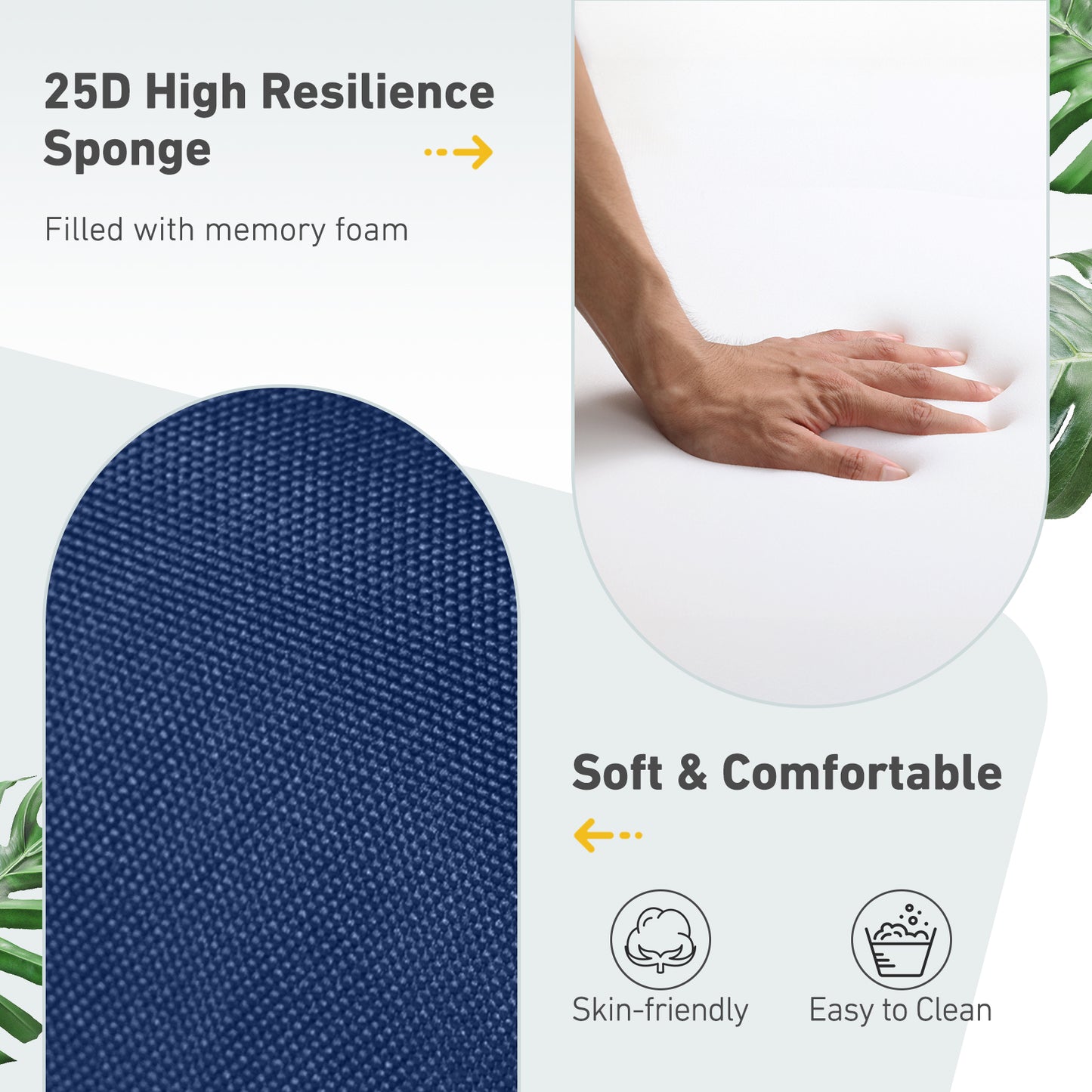 Outdoor Polyester High Back Dining Chair Cushion Set - Navy Blue Aoodor 