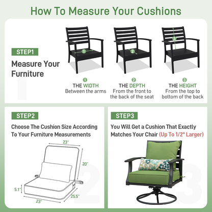 Patio Deep Chair Cushion, 2 Back 2 Seater 2 Pillow, Green