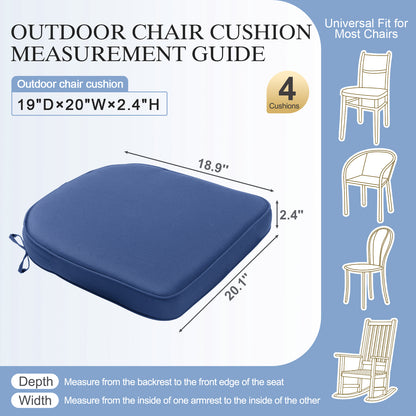 Outdoor Dining Chair Cushions Set, Patio Seat Pads, Dark Blue