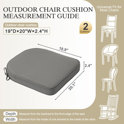 Outdoor Dining Chair Cushions Set, Patio Seat Pads, Gray