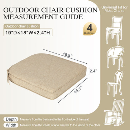 Outdoor Dining Chair Cushions Set, Patio Chair Pads, Brown
