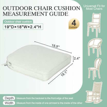 Outdoor Dining Chair Cushions Set, Patio Chair Pads, Light Gray