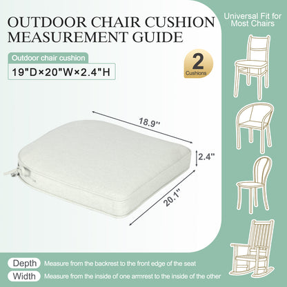 Outdoor Dining Chair Cushions Set, Patio Chair Pads, Light Gray