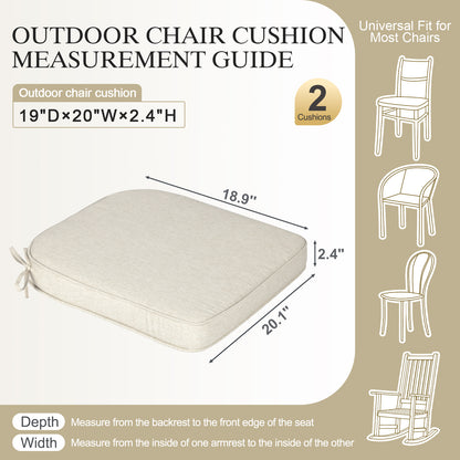 Outdoor Dining Chair Cushions Set, Patio Chair Pads, Beige