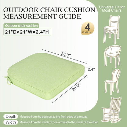 Outdoor Dining Chair Cushions Set, Patio Chair Pads, Green