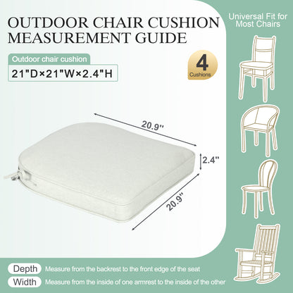 Outdoor Dining Chair Cushions Set, Patio Chair Pads, Light Gray