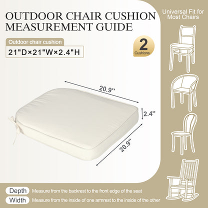 Outdoor Dining Chair Cushions Set, Patio Chair Pads, Ivory White