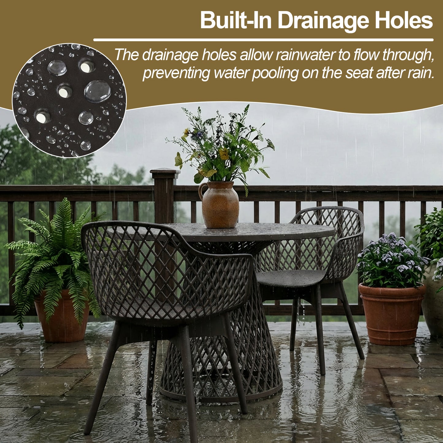 Modern Dining Chairs Set, Weather-Resistant Plastic Cafe Chairs