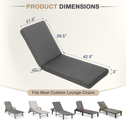72x21x3 inch Patio Chaise Lounger Cushions - Charcoal