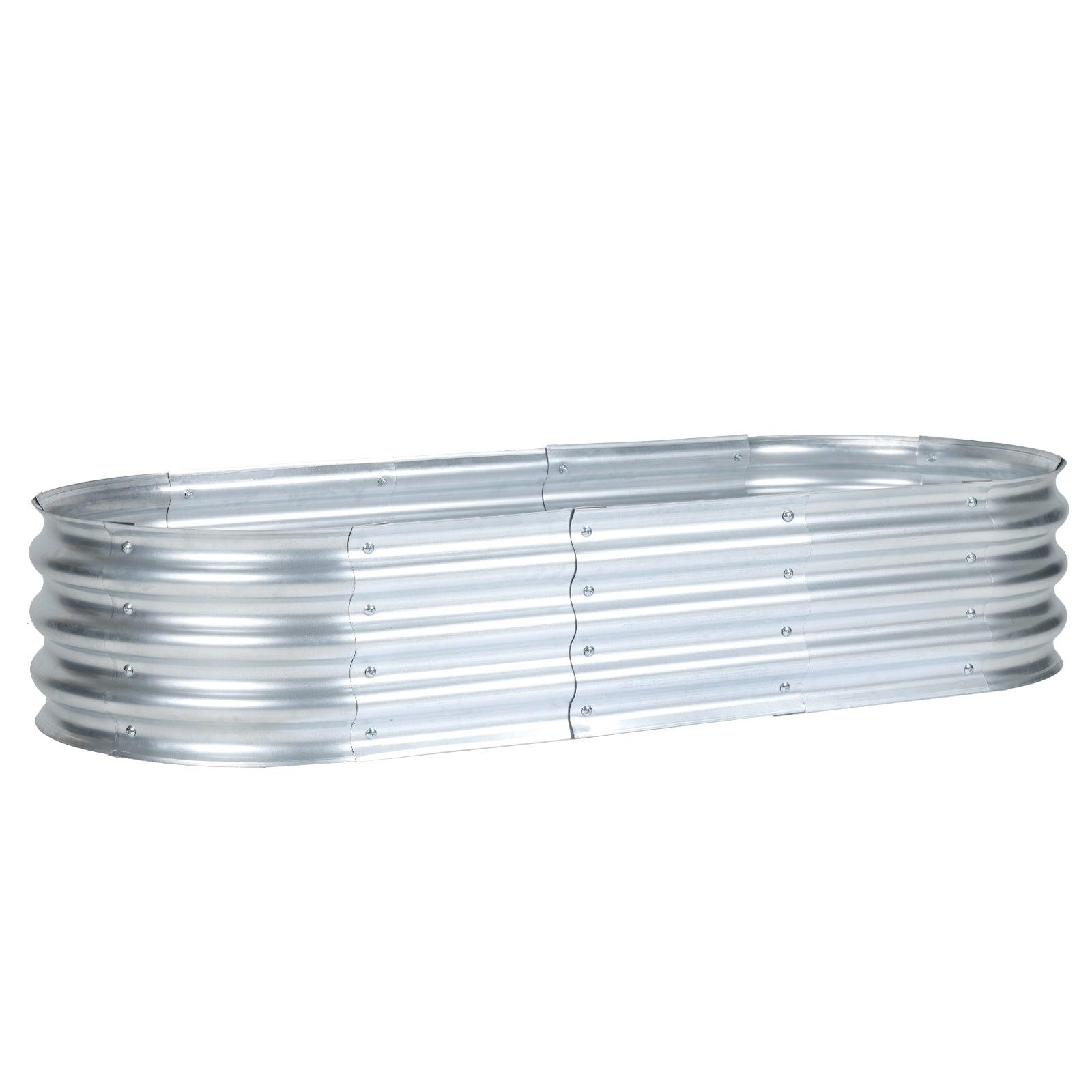 59(L)x24(W)x12(H)inch Galvanized Raised Garden Bed Kit, Outdoor Garden Planter Oval Large Boxes for Vegetables, Flowers, Herbs - Silver Aoodor Aoodor 