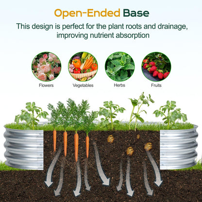 59(L)x24(W)x12(H)inch Galvanized Raised Garden Bed Kit, Outdoor Garden Planter Oval Large Boxes for Vegetables, Flowers, Herbs - Silver Aoodor
