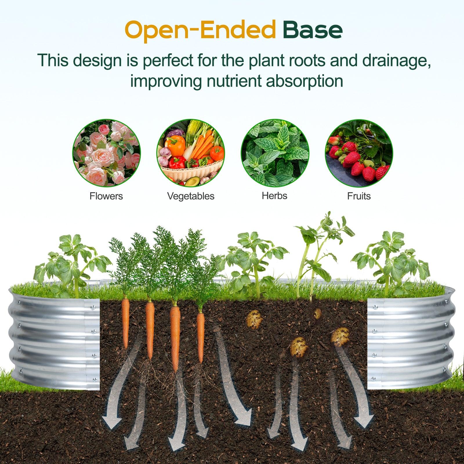 59(L)x24(W)x12(H)inch Galvanized Raised Garden Bed Kit, Outdoor Garden Planter Oval Large Boxes for Vegetables, Flowers, Herbs - Silver Aoodor Aoodor 