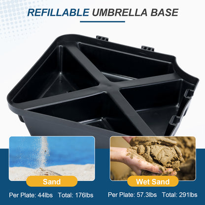 4-Piece Offset Cantilever Patio Umbrella Base Stand - Sand Filled Weight Plates for Stability