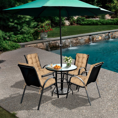 Outdoor Tufted High Back Cushions Patio Replacement Chair Cushion with Ties - Brown