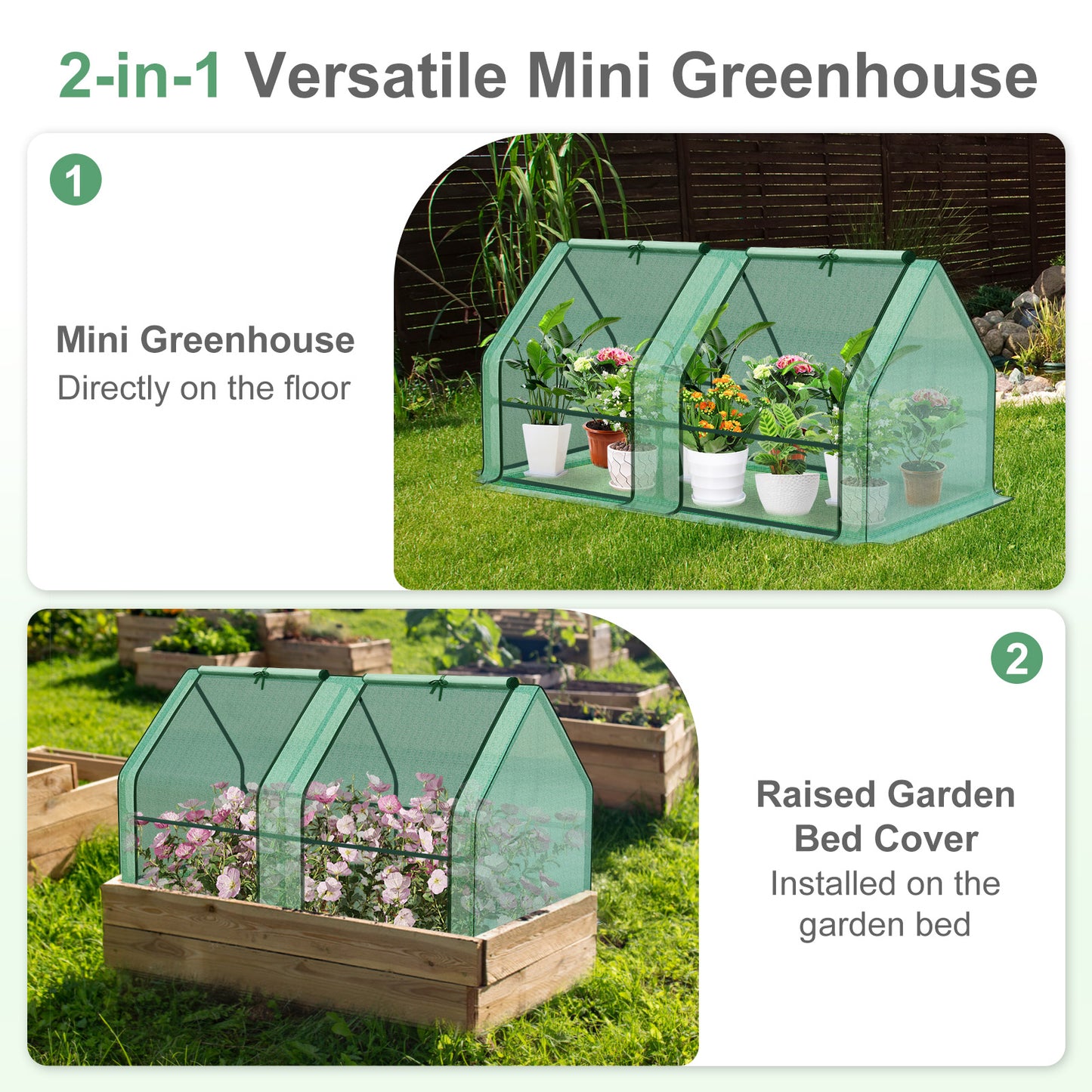 6x3x3 ft. Mini Greenhouse with 2 Zipper Doors, Water Resistant UV Protected