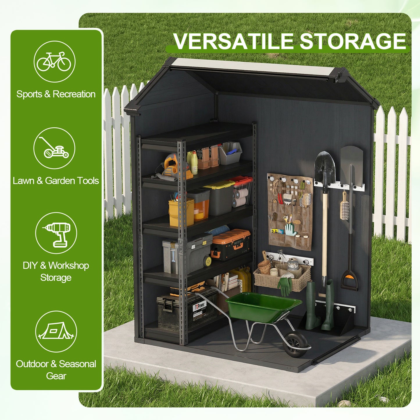 Outdoor Resin Storage Shed with Windows, Mesh Vents and Lockable Door