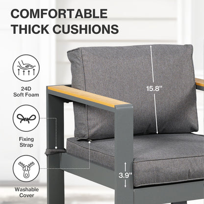 2 PCS Armchairs Aluminum Sofa Couch Deep Seat with Thick Cushions