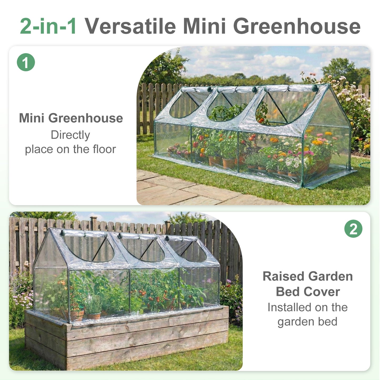 Mini Greenhouse with Zipper Doors, Waterproof & UV Protected, Transparent