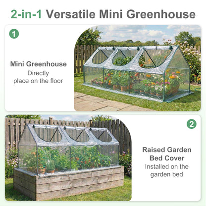 Mini Greenhouse with Zipper Doors, Waterproof & UV Protected, Transparent