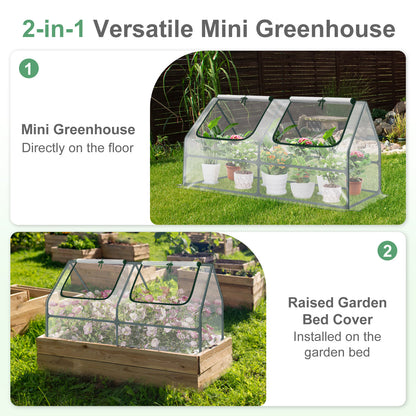 6x3x3 ft. Mini Greenhouse with 2 Zipper Doors, Water Resistant UV Protected