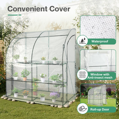 7x3x7 ft. Lean to Greenhouse for Outdoors, Portable Walk-in Greenhouse