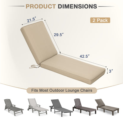 72x21x3 inch Patio Chaise Lounger Cushions Set of 2 - Brown