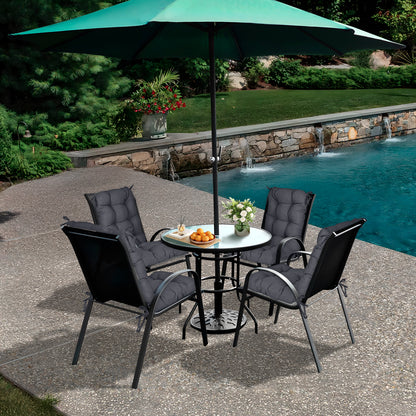 Tufted Outdoor High Back Chair Cushions Patio Replacement Cushion, Dark Gray