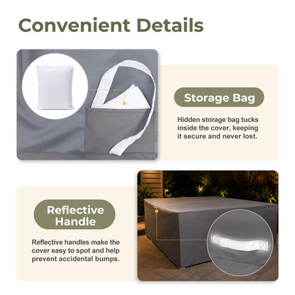 Outdoor Patio Furniture Set Cover, Gray, Square