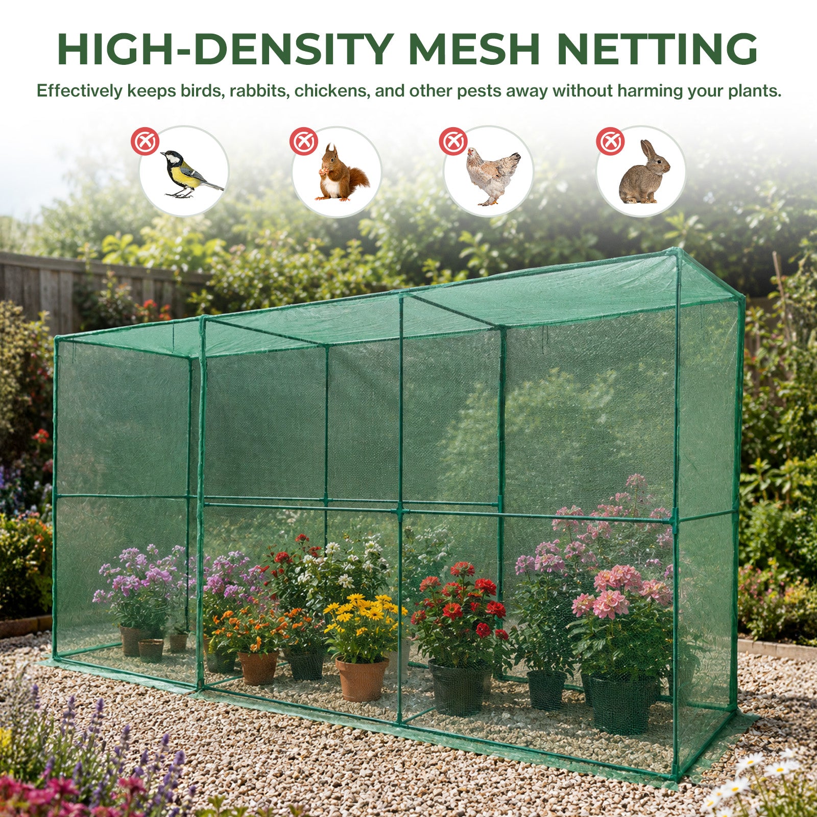 12x4x6 ft Crop Cage Tent - Plant Protection with Zipper Doors